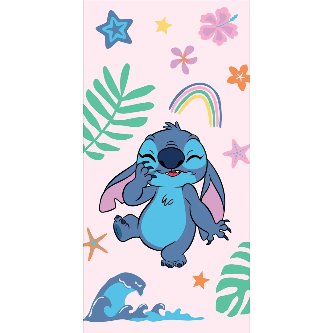 Ręcznik plażowy 70x140 Lilo and Stitch B różowy bawełniany Halantex