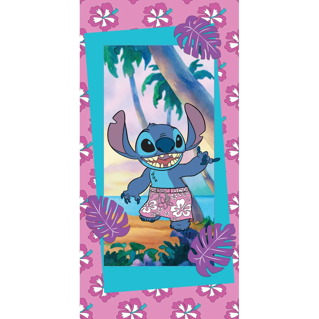 Ręcznik plażowy 70x140 Lilo and Stitch E różowy bawełniany Halantex