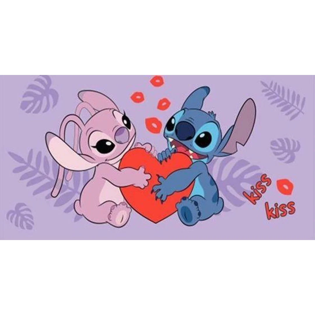 Ręcznik plażowy 70x140 Lilo and Stitch Kiss fioletowy bawełniany Kids25