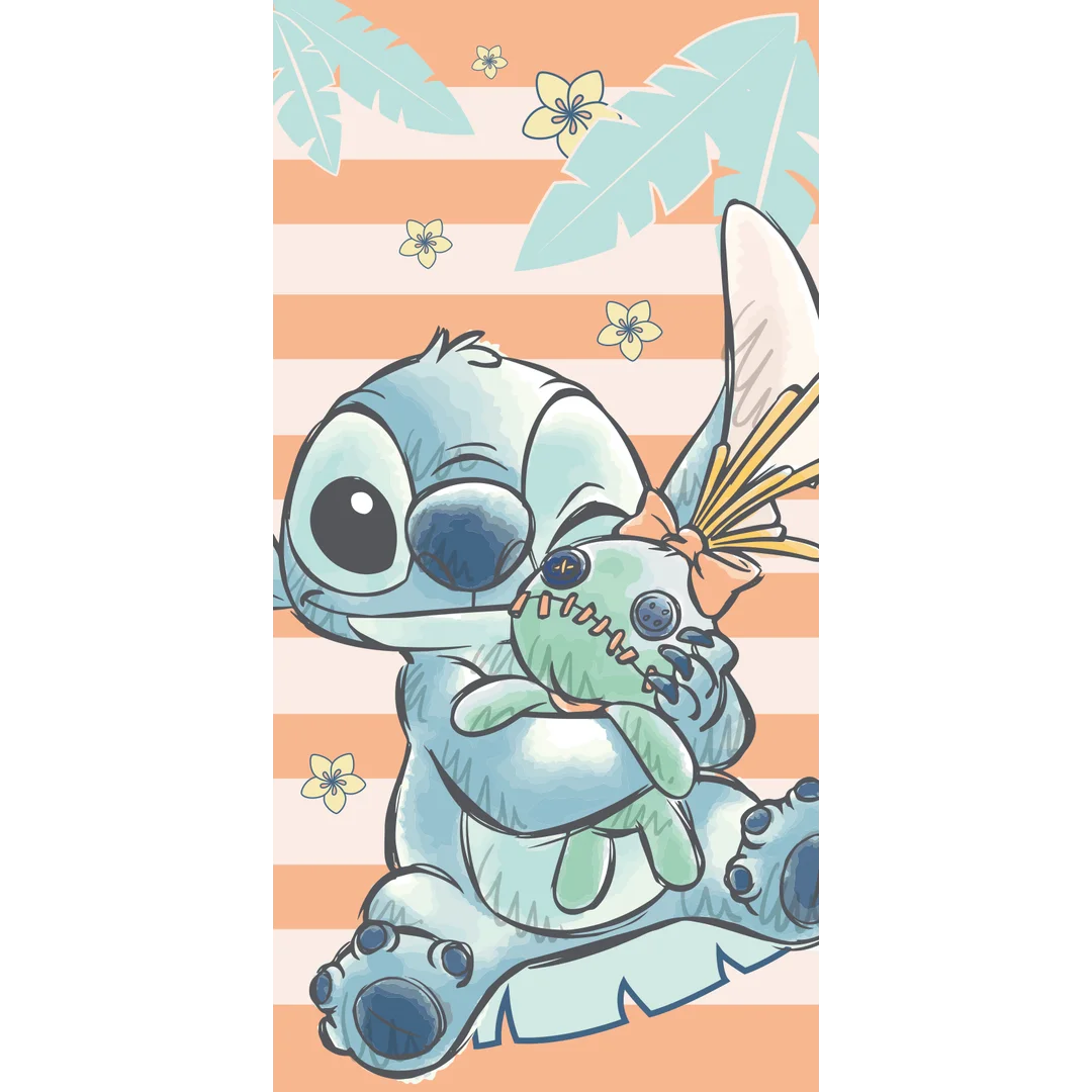 Ręcznik plażowy 70x140 Lilo and Stitch Tropical Hugs pomarańczowy dziecięcy bawełniany Kids25