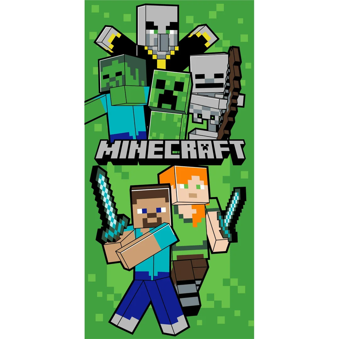 Ręcznik plażowy 70x140 Minecraft Let´s Survive zielony plażowy bawełniany Kids25
