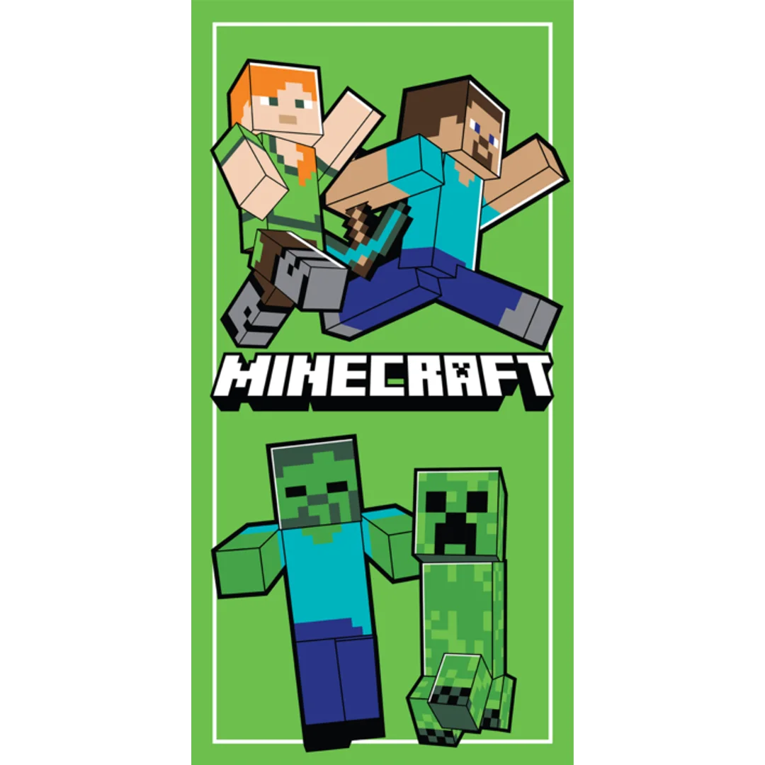 Ręcznik plażowy 70x140 Minecraft "Power Walking" zielony szybkoschnący