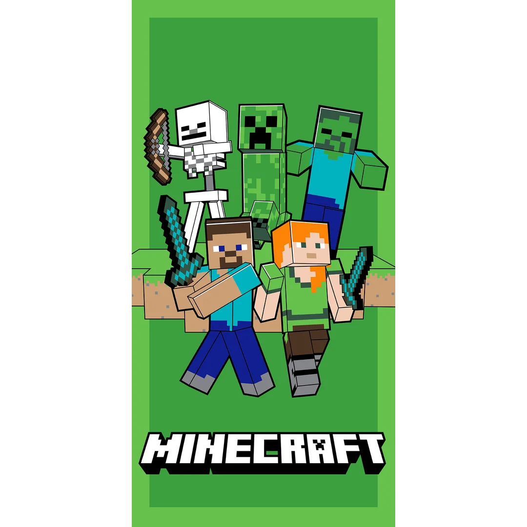 Ręcznik plażowy 70x140 Minecraft zielony szybkoschnący