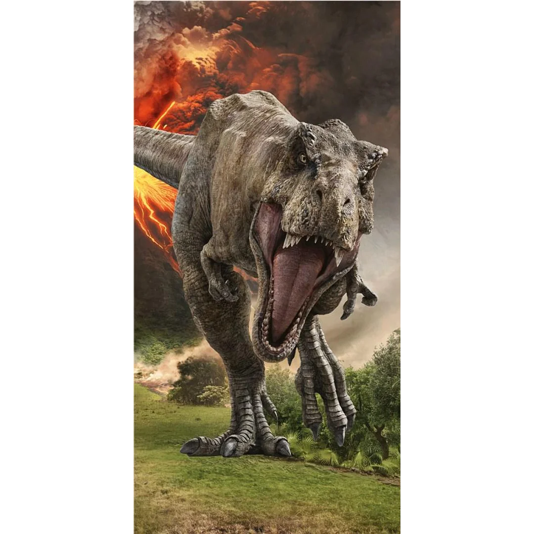 Ręcznik plażowy 70x140 Park Jurajski dinozaur wulkan 6786 Jurassic World Park bawełniany dziecięcy