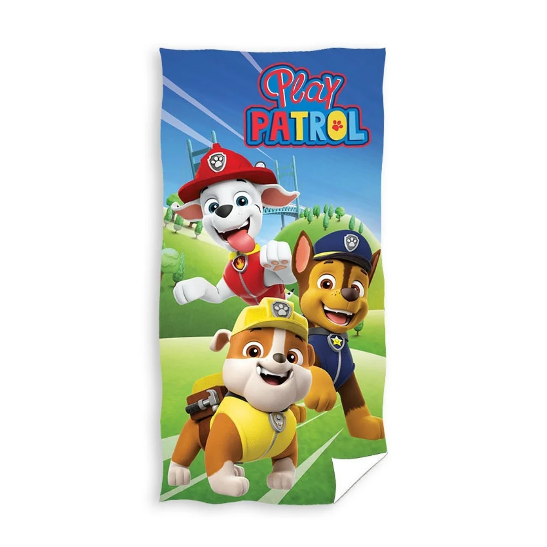 Ręcznik plażowy 70x140 PSI PATROL pieski niebieski kolorowy z mikrofibry