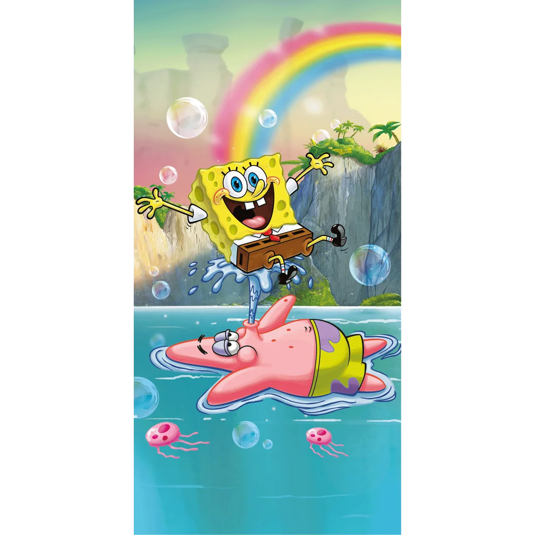 Ręcznik plażowy 70x140 Sponge Bob Tropical Duo kolorowy dziecięcy bawełniany Kids25