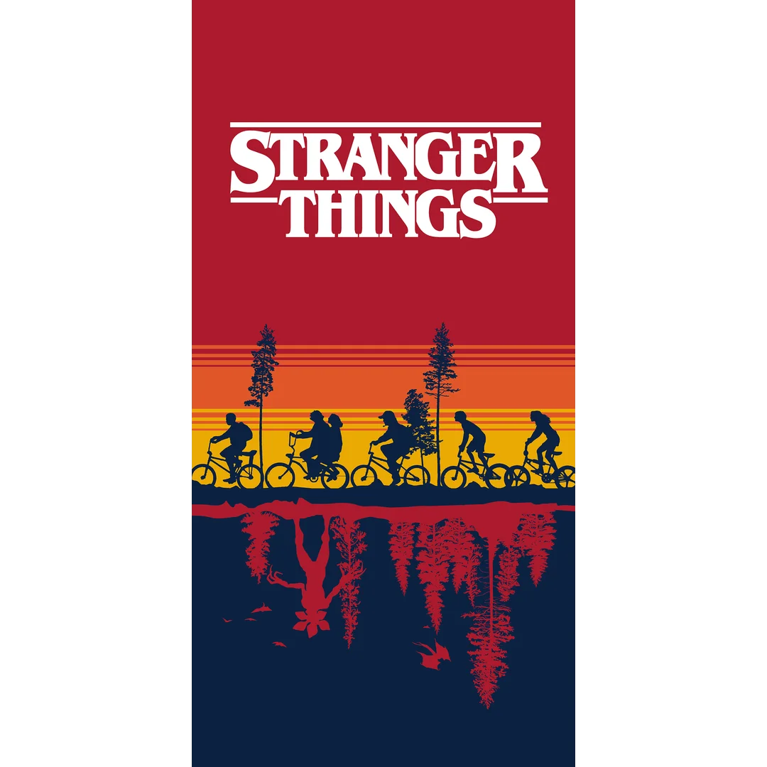 Ręcznik plażowy 70x140 Stranger Things czerwony bawełniany JF24