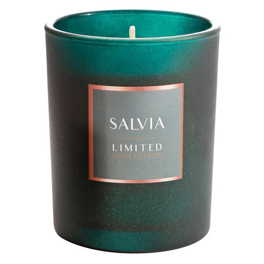 Świeca zapachowa Salvia o zapachu drzewno ziołowo morskim w szkle ozdobnym 200g LIMITED COLLECTION Eurofirany