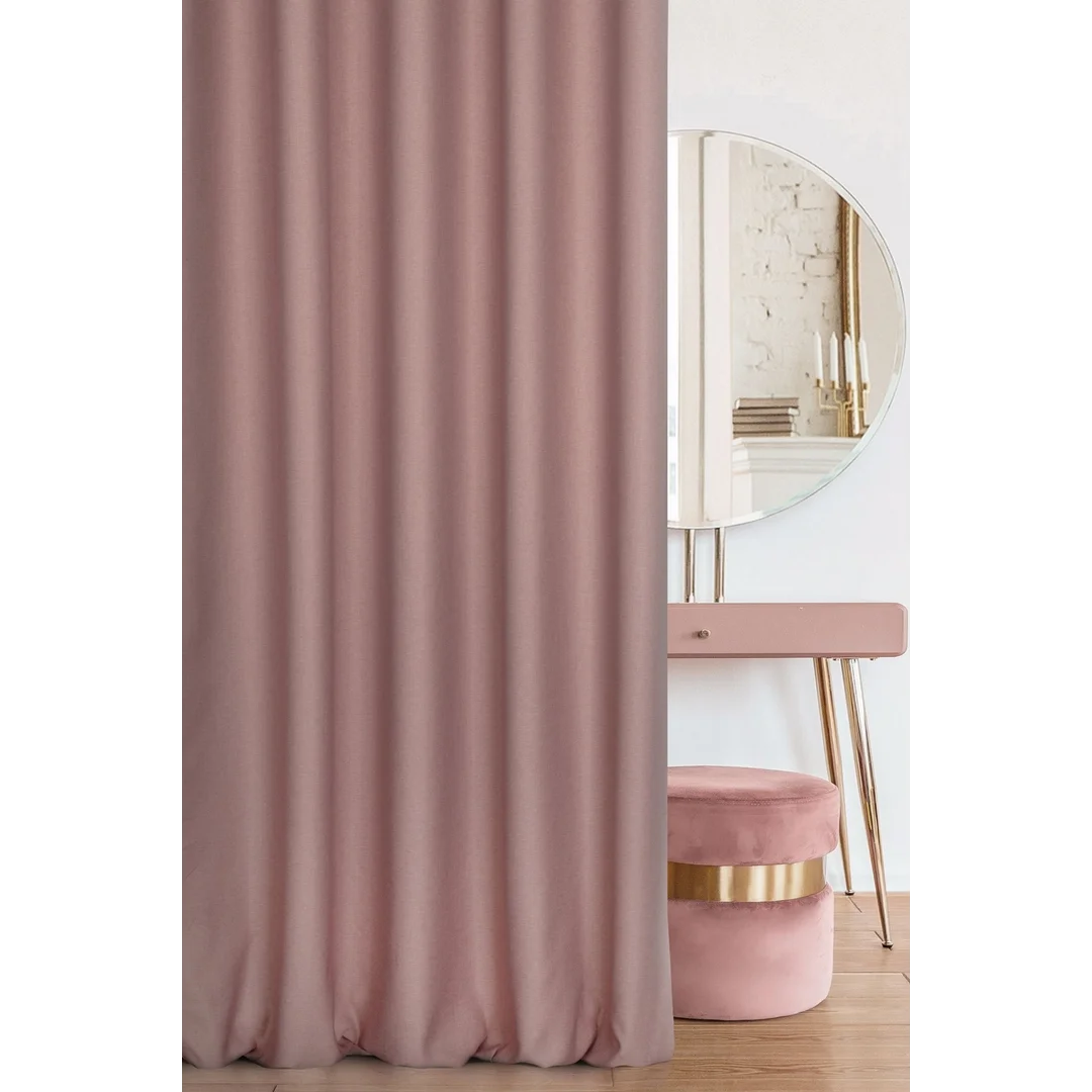Zasłona 140x250 Avinion 2 pudrowa gotowa na przelotkach z tkaniny płóciennym splocie Terra Collection Eurofirany