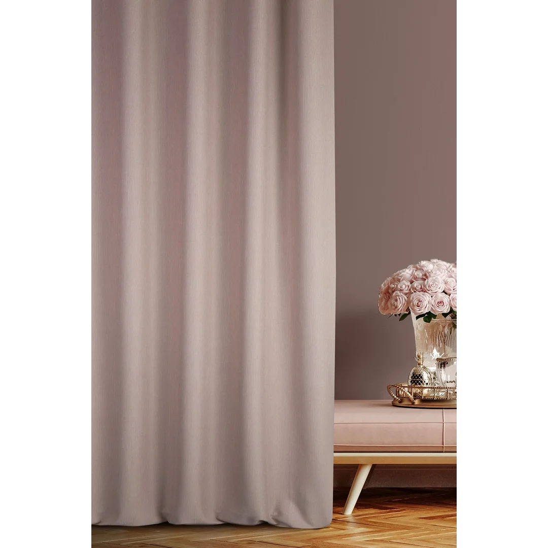 Zasłona 140x270 Avinion 4 pudrowa gotowa na taśmie z tkaniny o strukturze płótna Terra Collection Eurofirany