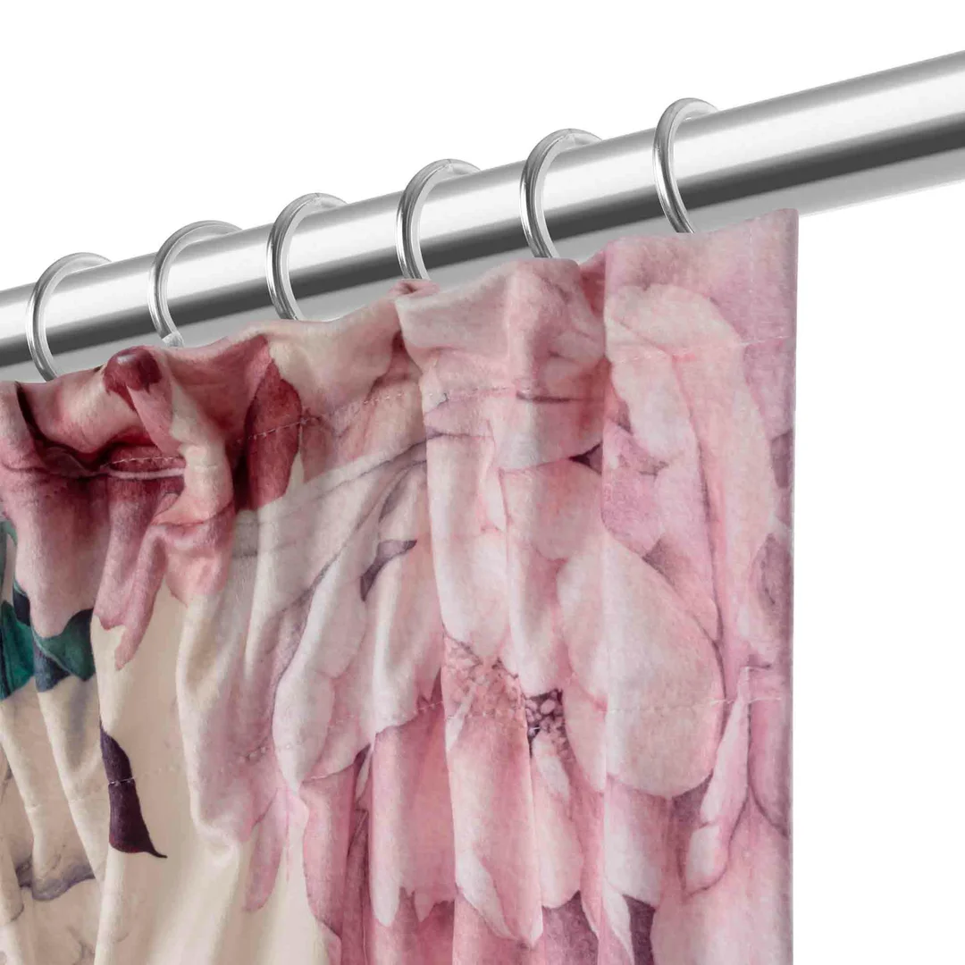 Zasłona 140x270 Peony Velvet Light różowa biała róże gotowa na taśmie