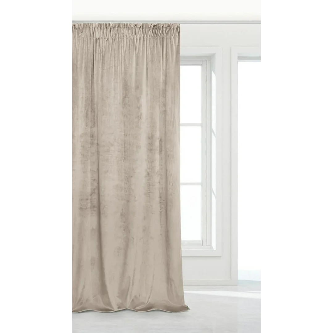 Zasłona gotowa 140x270 beżowa welurowa na taśmie soft Velvet do salonu