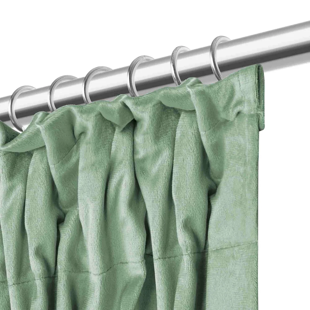 Zasłona gotowa 140x300 szałwiowa welurowa na taśmie soft Velvet do salonu