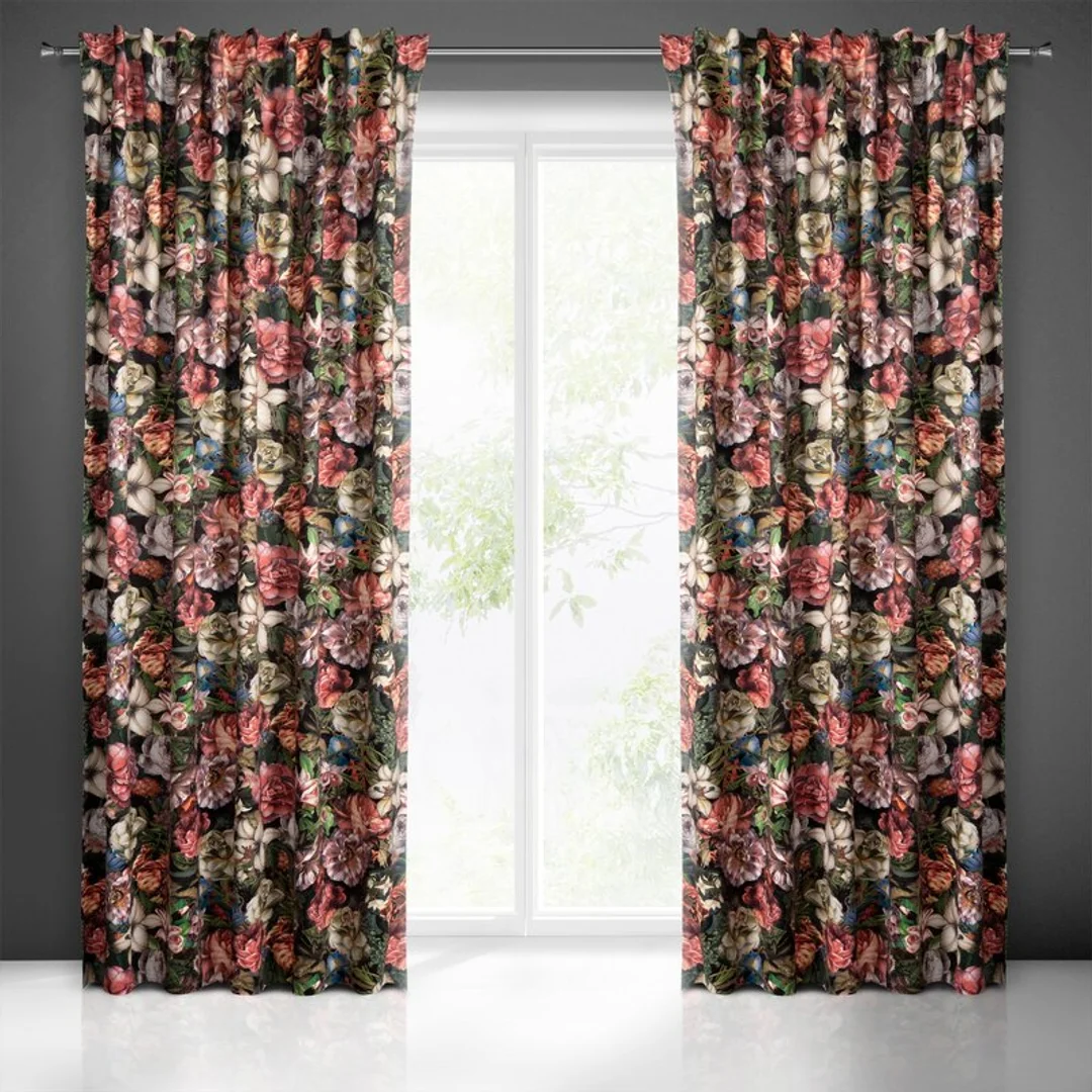 Zasłona gotowa peonia na taśmie 140x270 cm bordowy