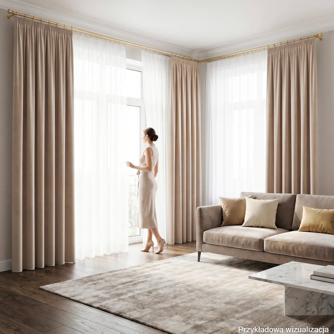 Zasłona gotowa na taśmie 140x240 003 jasny beżowy Blackout Velvet — zdjęcie 2