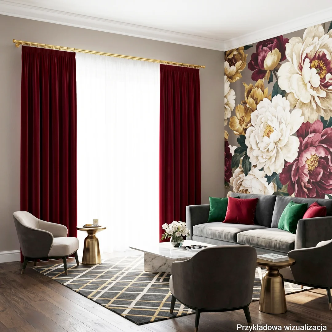Zasłona gotowa na taśmie 140x250 043 czerwony Blackout Velvet — zdjęcie 2