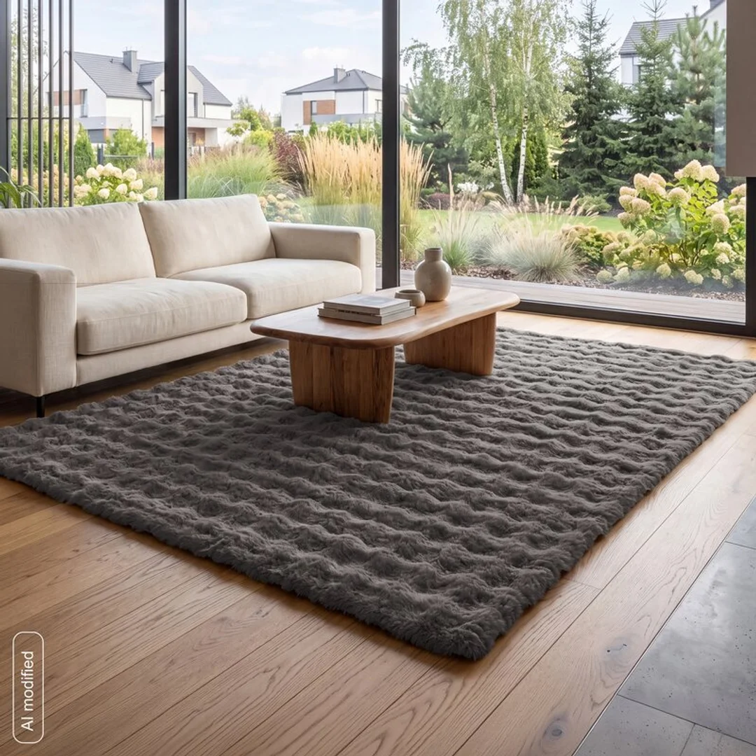 Dywan 50x80 Lily grafitowy futrzany puszysty 1300 g/m2 Eurofirany — zdjęcie 5
