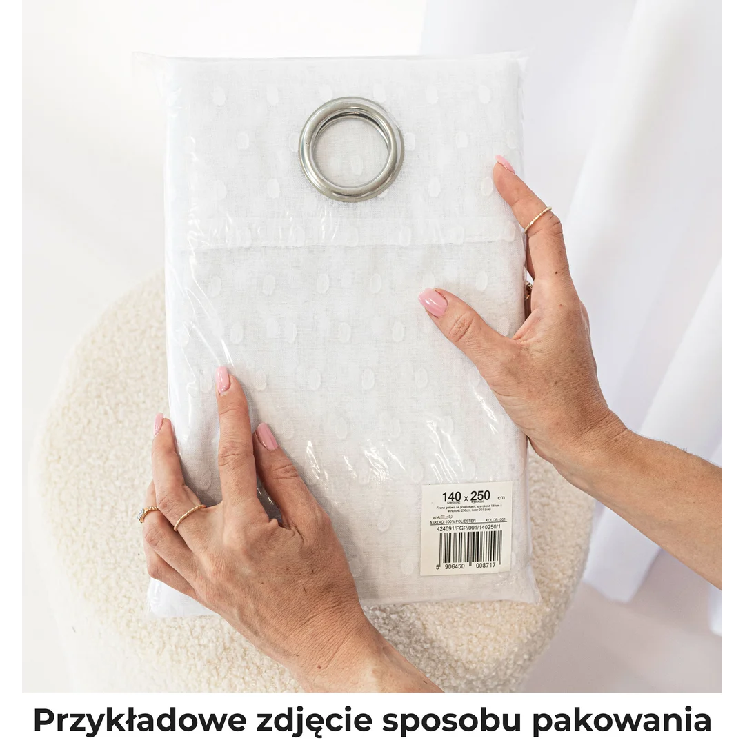 Firana gotowa na przelotkach 140x250 001 biały Ember — zdjęcie 4