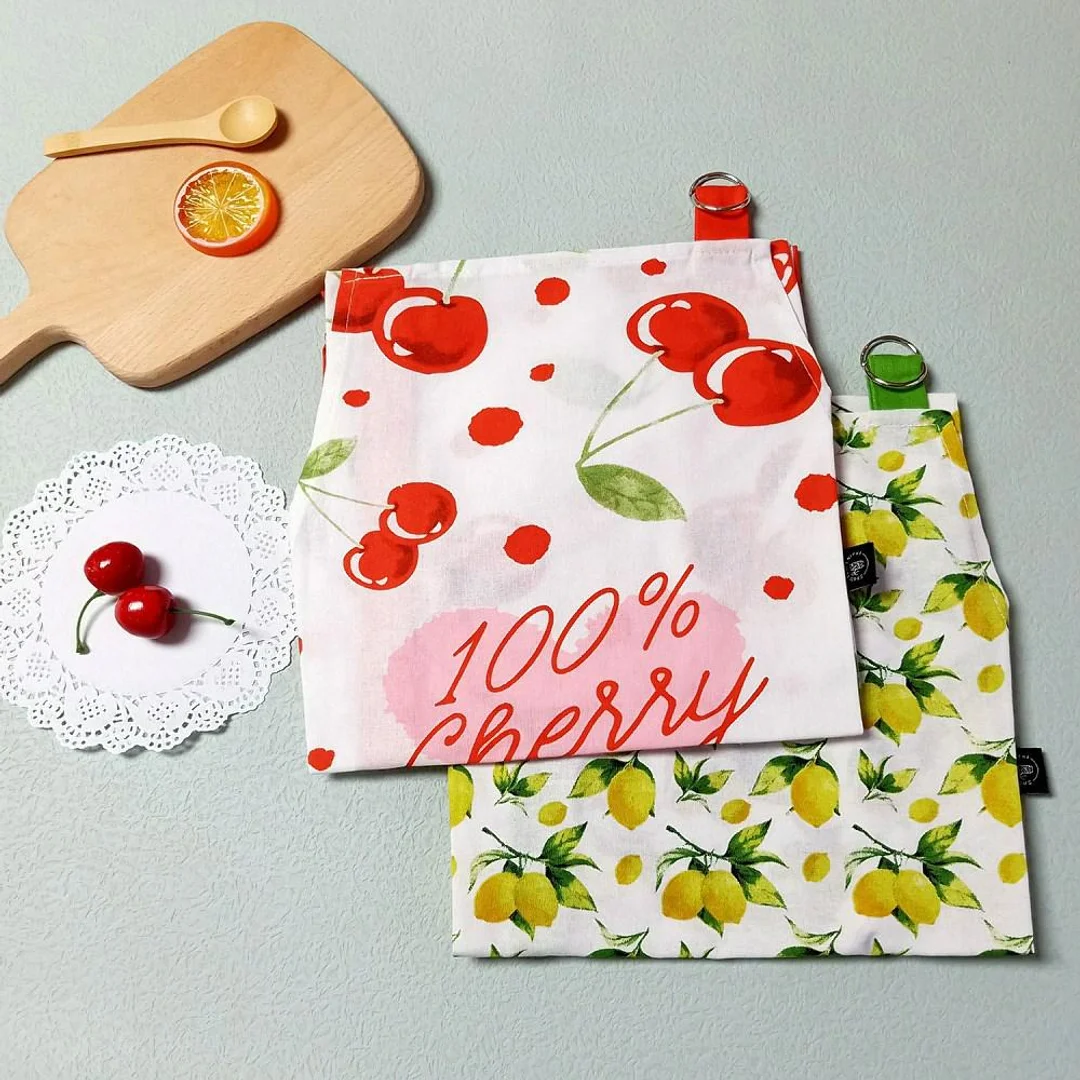 Fartuch kuchenny 60x75 Cherry biały czerwony wiśnie bawełniany I 23 — zdjęcie 2