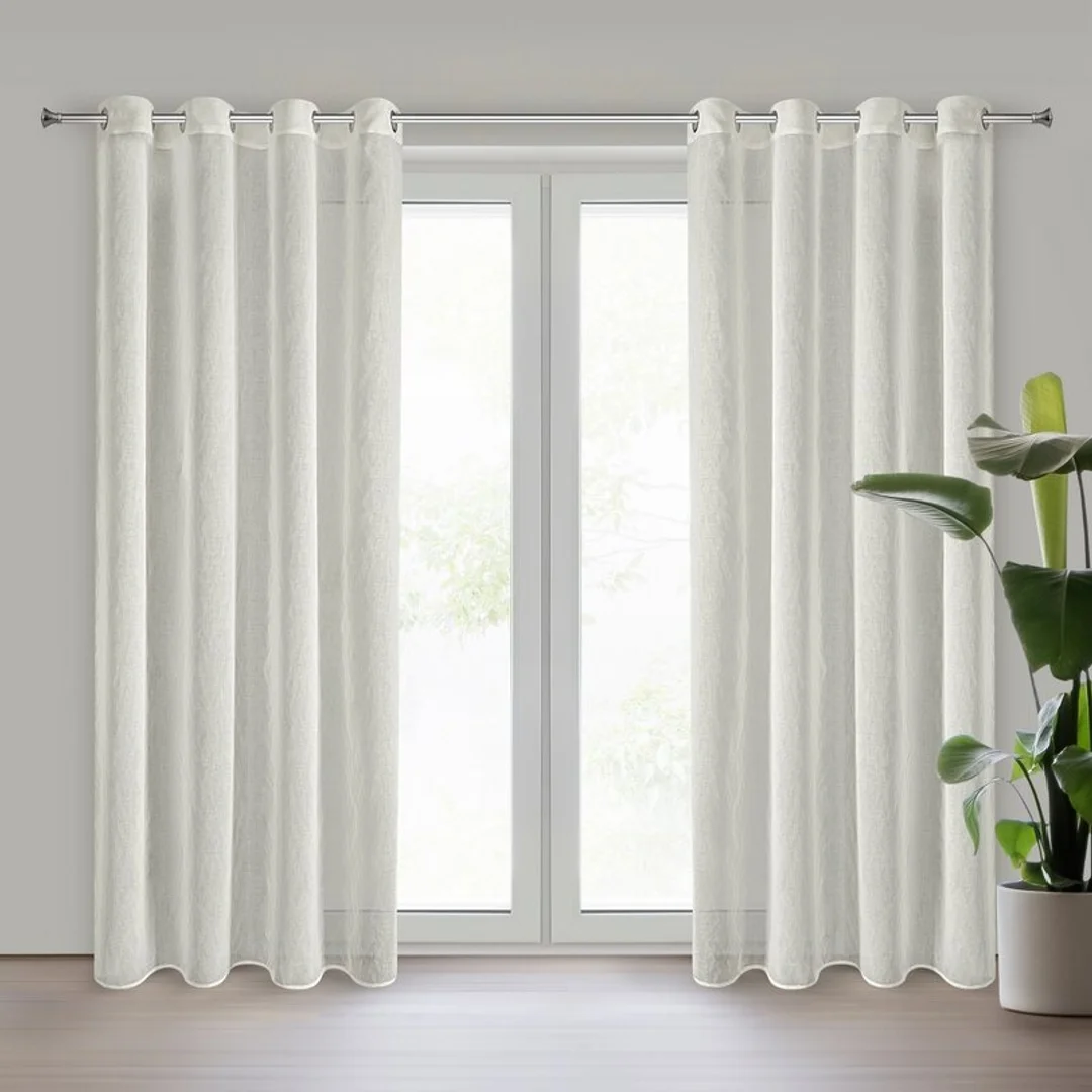Firana 140x250 Aurea naturalna w stylu eko z domieszką lnu gotowa na przelotkach Eurofirany — zdjęcie 2