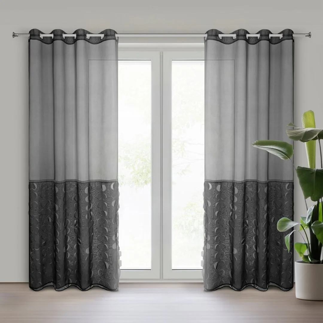 Firana 140x250 Dobora czarna gotowa na przelotkach Eurofirany — zdjęcie 2