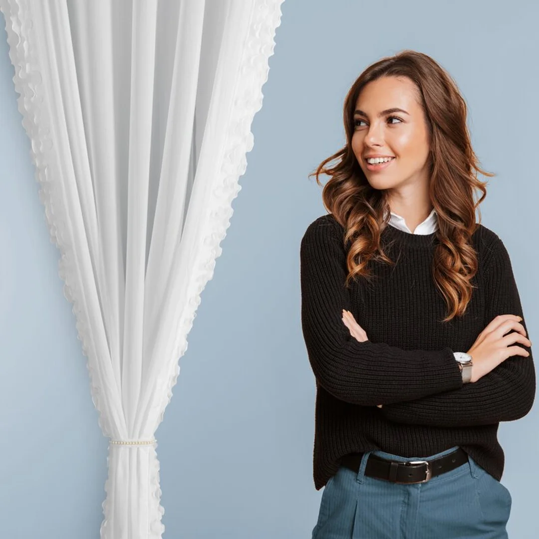 Firana 140x250 Luisa biała gotowa na przelotkach + troczek Eurofirany — zdjęcie 9