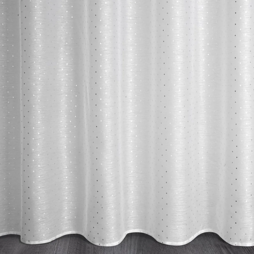 Firana 400x250 Sibel biała srebrna z nadrukiem rombów gotowa na taśmie Eurofirany — zdjęcie 5