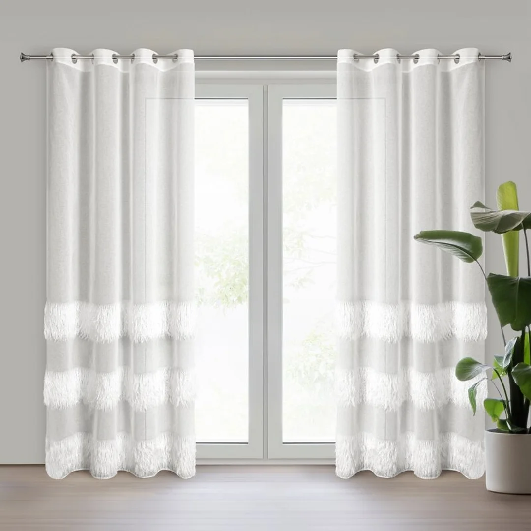 Firana gotowa 140x250 Margaret 4 kremowa pasy gotowa na przelotkach Eurofirany — zdjęcie 2