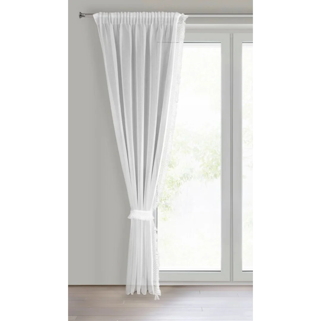 Firana gotowa Kira 2 140x270 x2 komplet biała na taśmie + troczek Eurofirany — zdjęcie 9