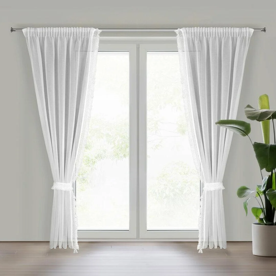 Firana gotowa Kira 2 140x270 x2 komplet biała na taśmie + troczek Eurofirany — zdjęcie 10