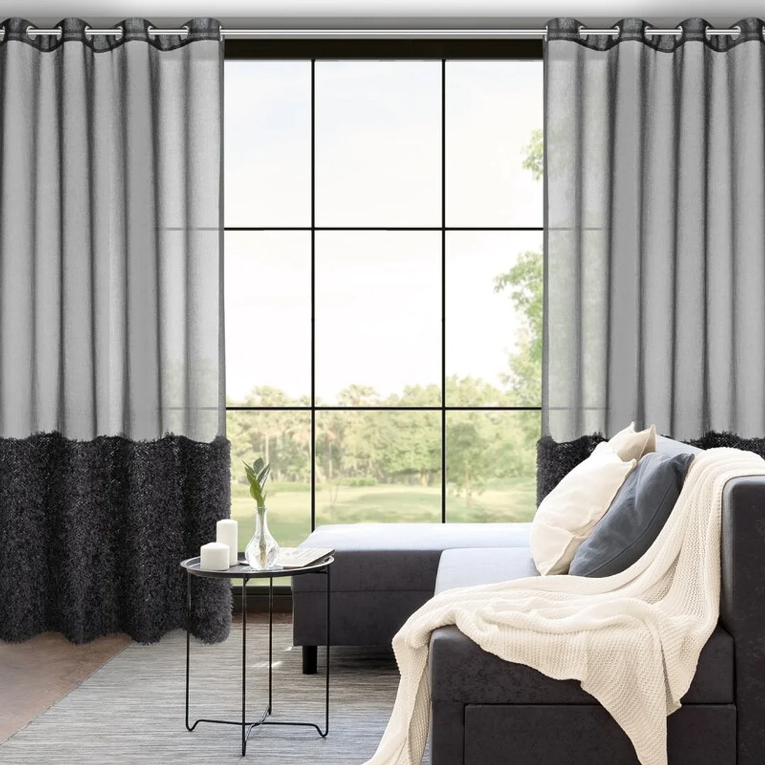 Firana gotowa Marion 140x250 czarna na przelotkach Eurofirany — zdjęcie 3