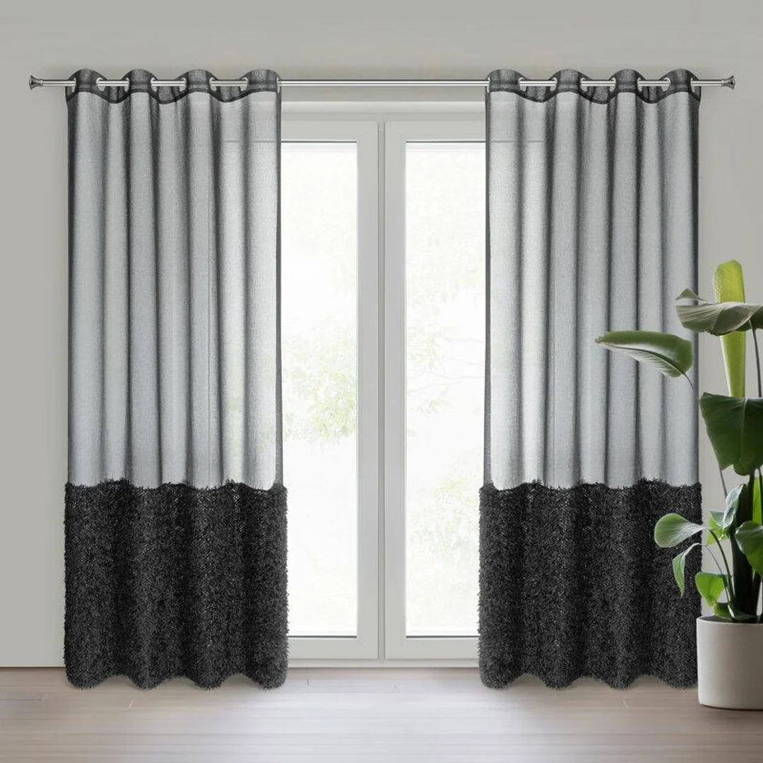 Firana gotowa Marion 140x250 czarna na przelotkach Eurofirany — zdjęcie 9