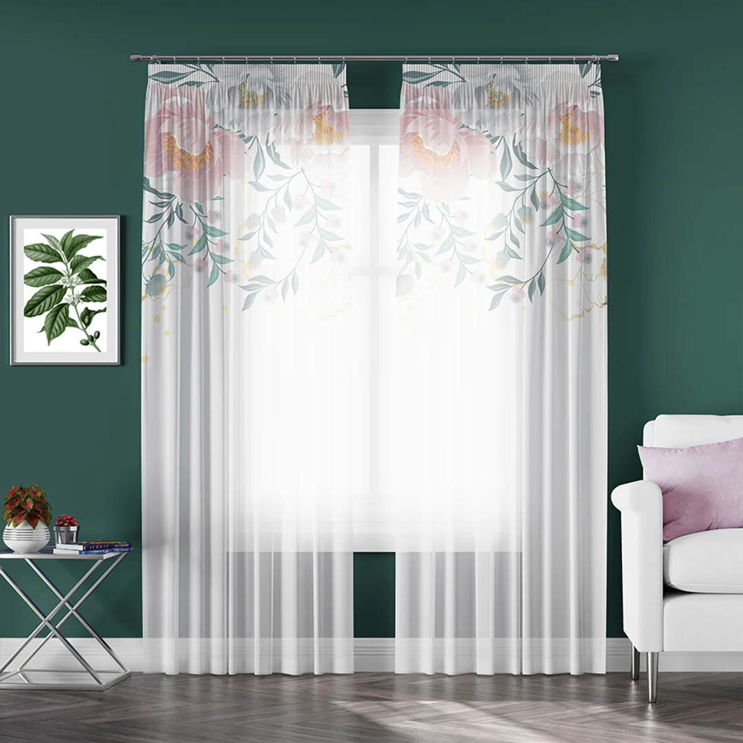 Firana gotowa na taśmie 140x250 001 biała Flaura — zdjęcie 4