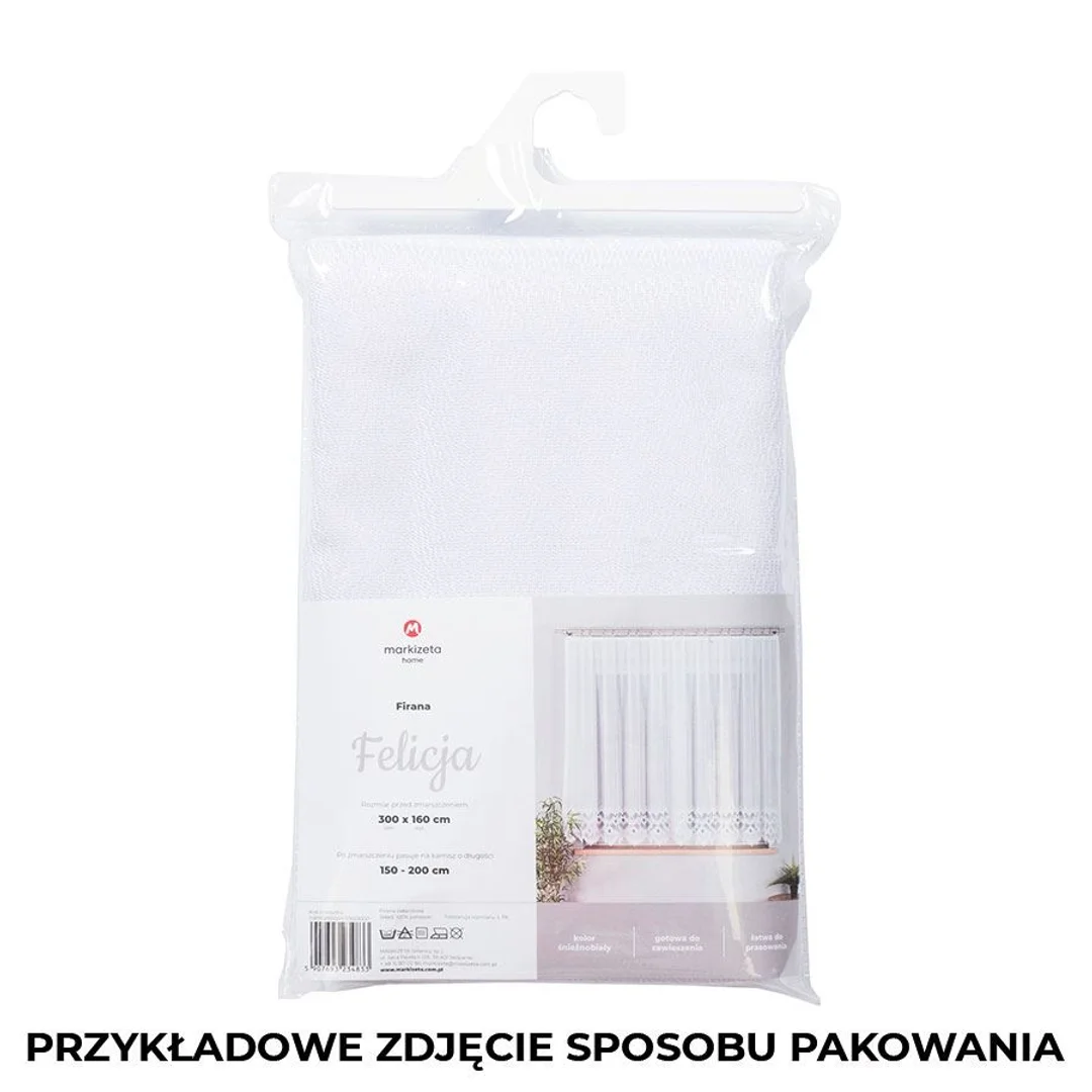 Firana żakardowa gotowa ze wzorem na samym dole na prosto 400x160 001 biała Felicja — zdjęcie 8