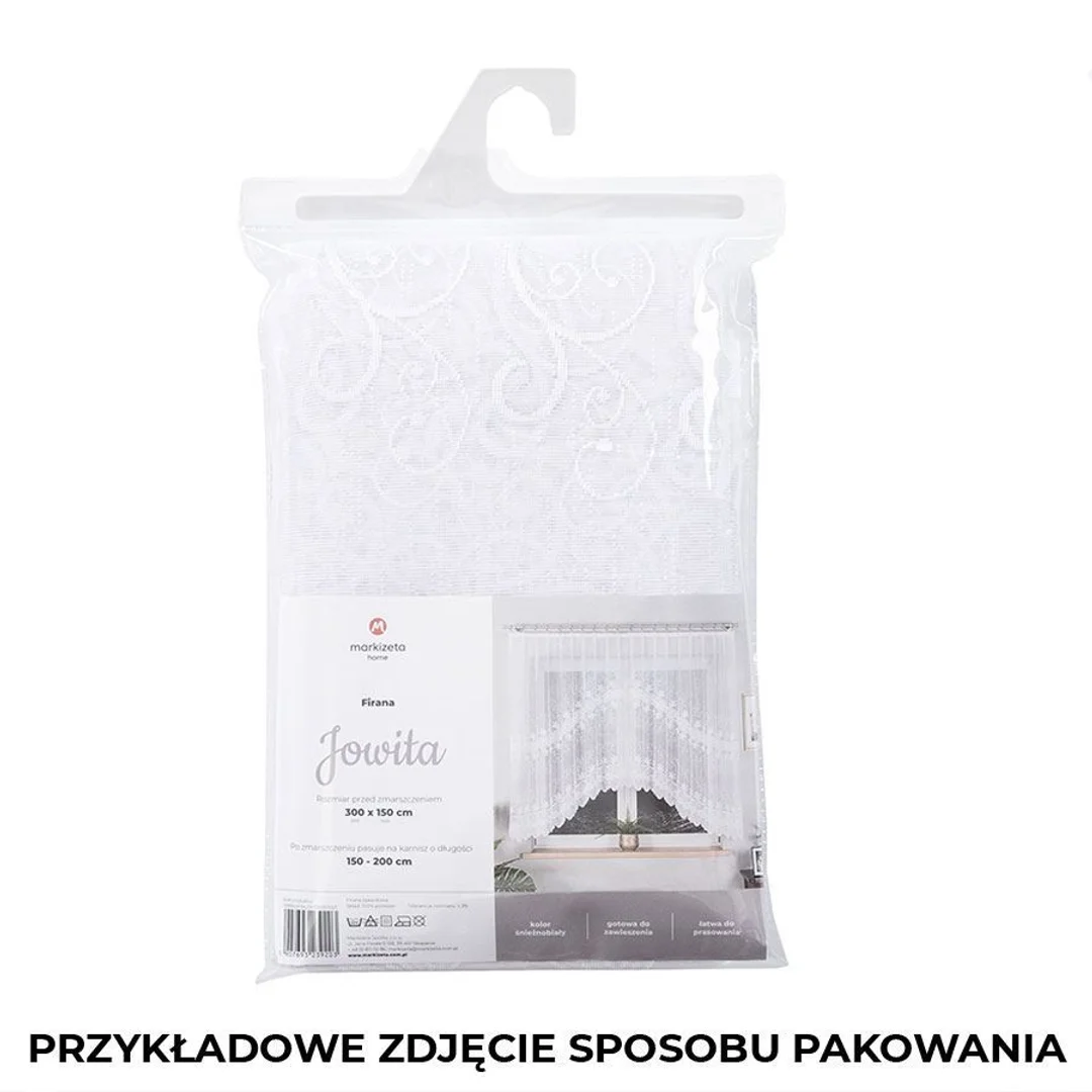 Firana żakardowa gotowa ze wzorem pasowym 300x160 biała Jowita — zdjęcie 7