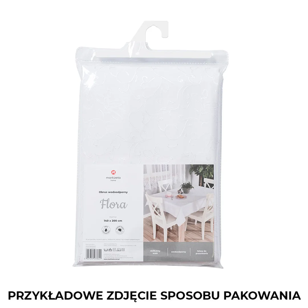 Obrus wodoodporny 160 cm okrągły 001 biały Flora — zdjęcie 6