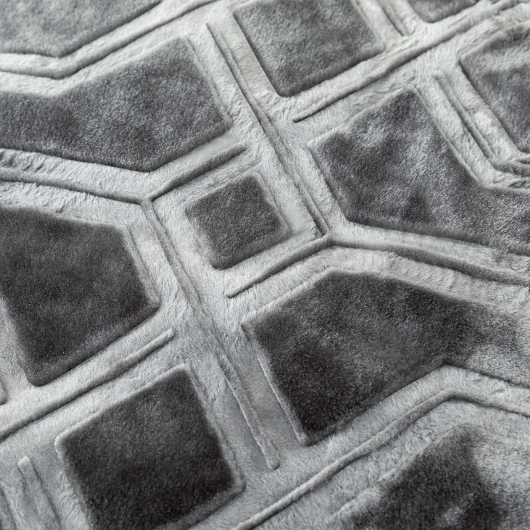 Koc akrylowy 160x200 Vito grafitowy tłoczony geometryczny narzuta dekoracyjna — zdjęcie 6