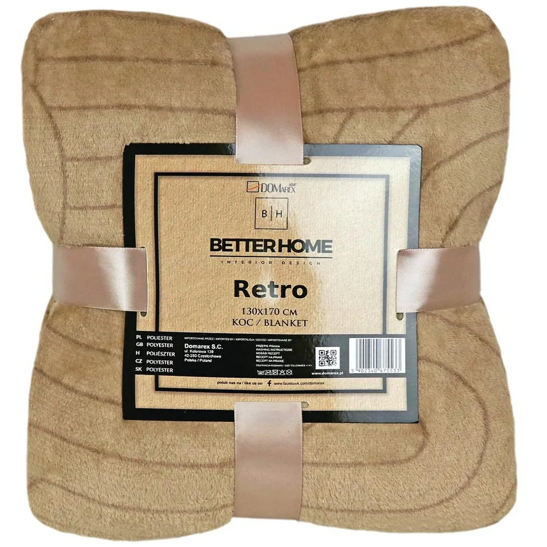 Koc narzuta z mikrofibry 130x170 beżowy geometria Retro Wave Lato 23 — zdjęcie 2