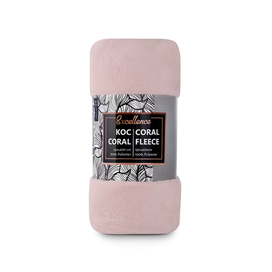 Koc narzuta z mikrofibry 150x200 Coral pudrowy różowy C24 — zdjęcie 2