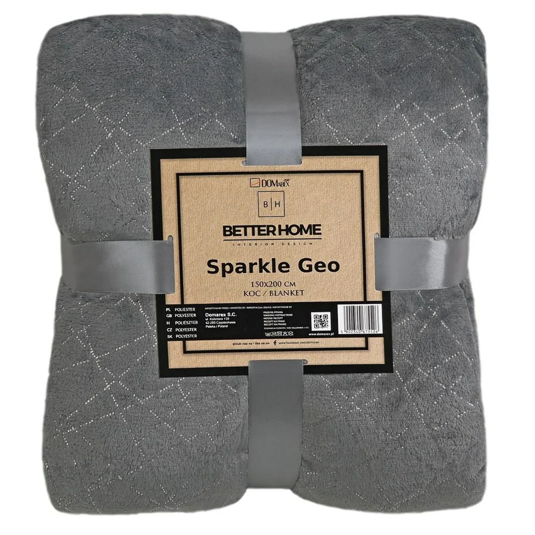 Koc narzuta z mikrofibry 150x200 Sparkle Geo szary Domarex — zdjęcie 2
