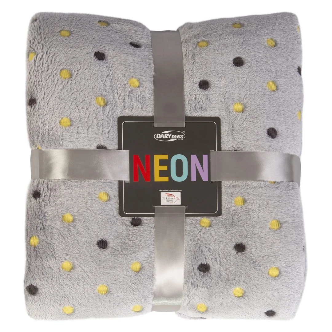 Koc narzuta z mikrofibry 200x220 popielaty groszki Neon 240g/m2 — zdjęcie 2
