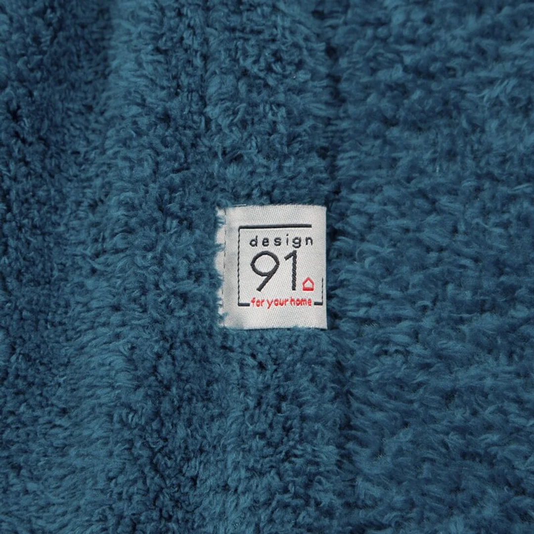 Koc narzuta z mikrofibry typu flano 170x210 turkusowy miękki Lori D91 — zdjęcie 7