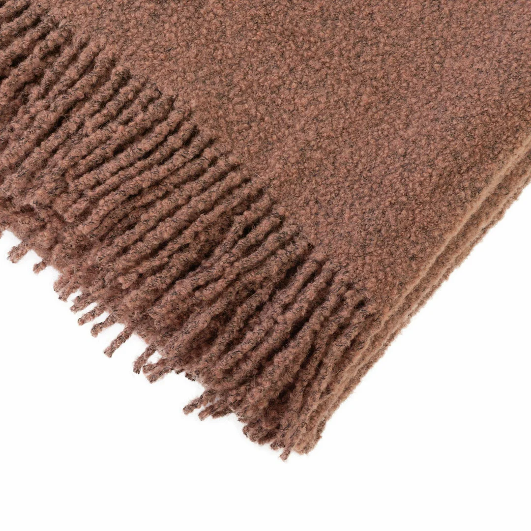 Koc wełniany merynos Buckle 140x200 palony róż z frędzlami — zdjęcie 2