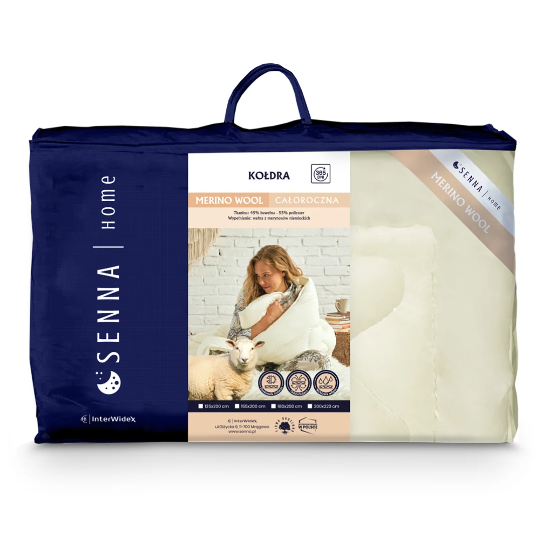 Kołdra wełniana 135x200 Merino Wool ekri 100% naturalna wełna owcza Inter Widex — zdjęcie 3