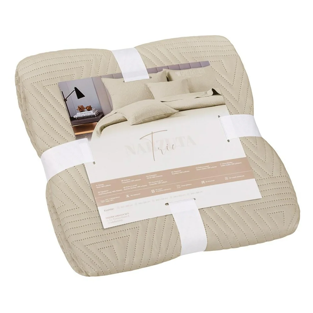 Narzuta dekoracyjna 160x220 Trio beżowa geometryczna I25 — zdjęcie 5
