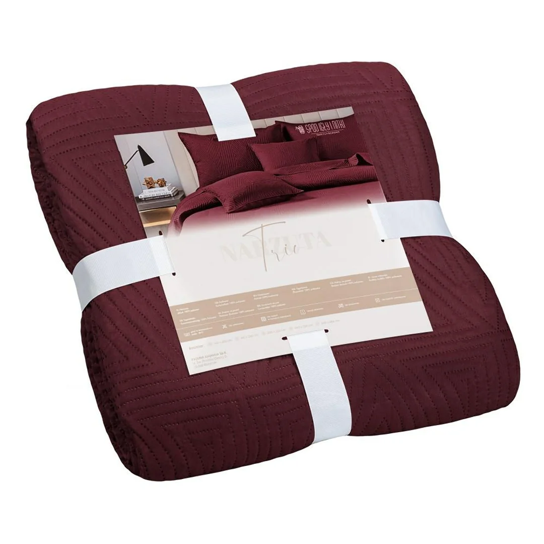 Narzuta dekoracyjna 160x220 Trio bordowa geometryczna I25 — zdjęcie 5