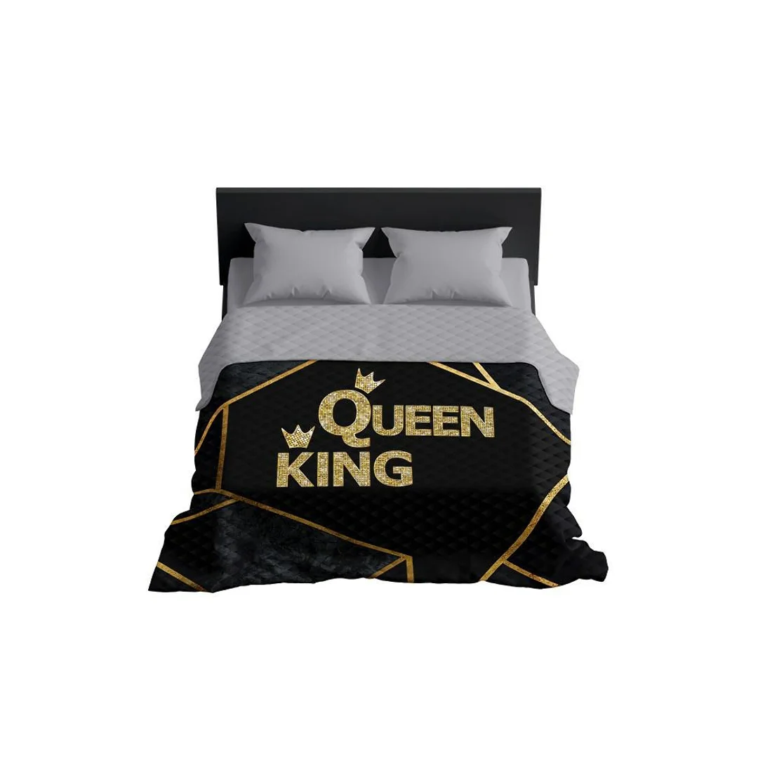 Narzuta dekoracyjna 170x210 Queen King czarna złota szara K_62 112 Bedspread — zdjęcie 5