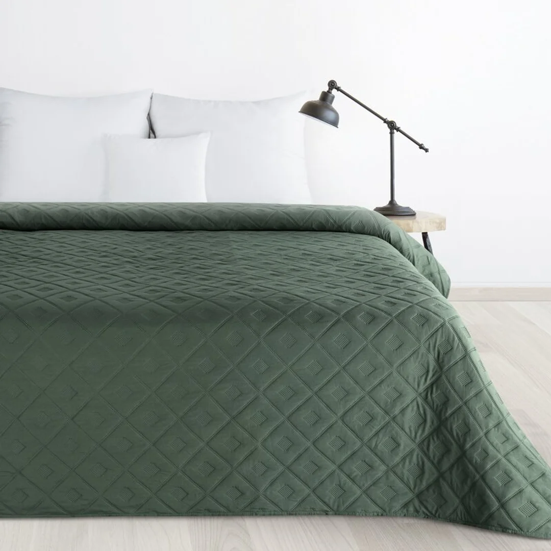 Narzuta dekoracyjna 200x220 Alara 6 zielona romby pikowana D91 — zdjęcie 2