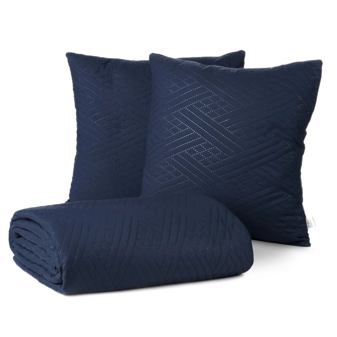 Narzuta dekoracyjna 200x220 Boni 4 granatowa + 2 poszewki 40x40 Eurofirany — zdjęcie 3