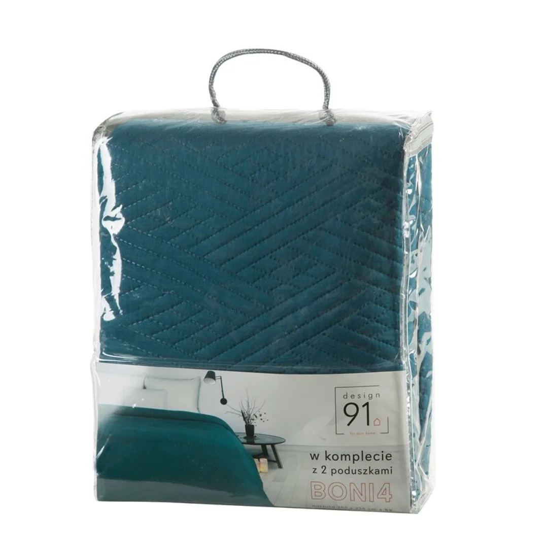 Narzuta dekoracyjna 200x220 Boni 4 turkusowa ciemna + 2 poszewki 40x40 Eurofirany — zdjęcie 2